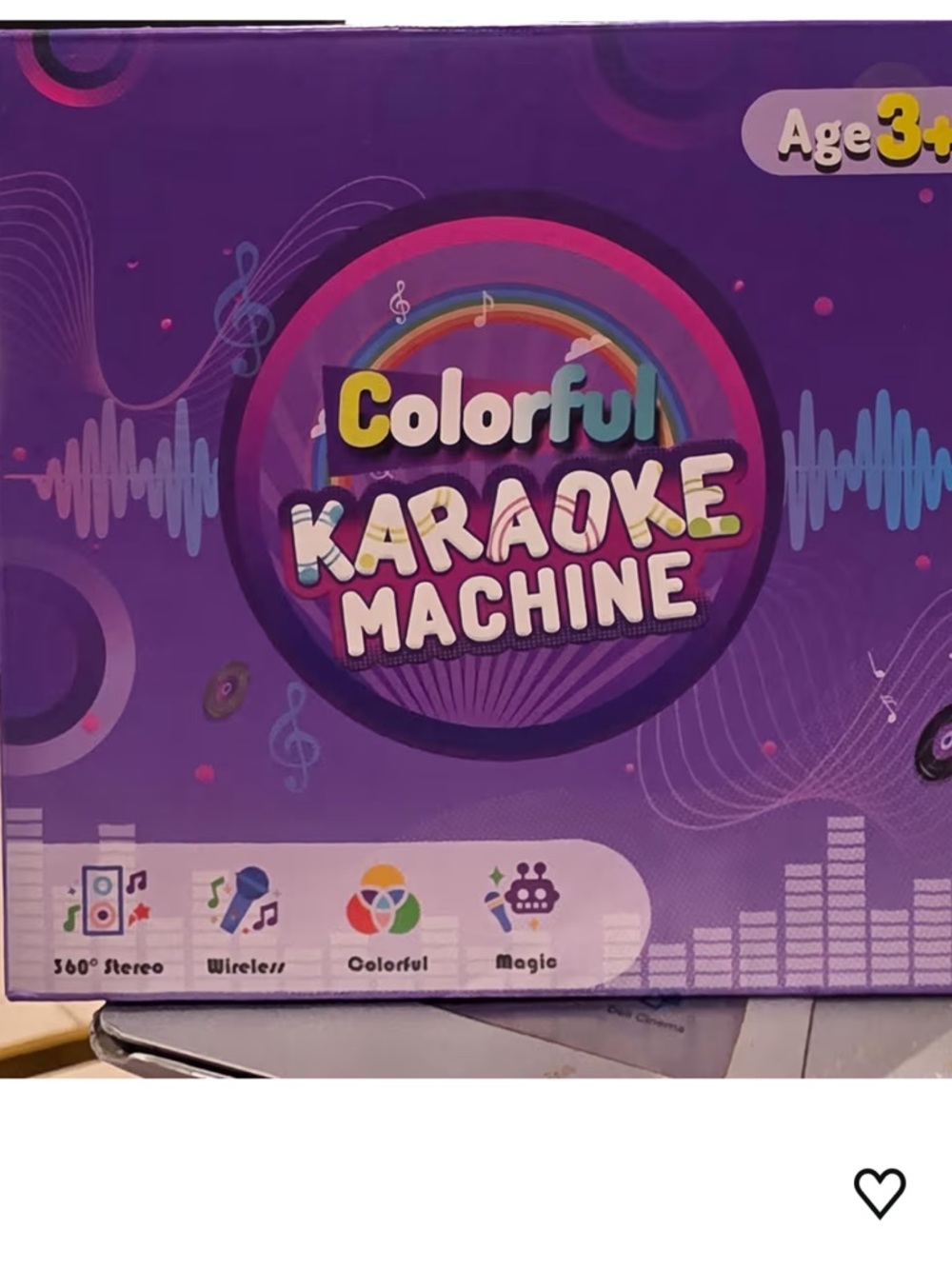 Colorful Karaoke Machine Wireless Kids 360 Stereo Sound Age 3+ new 2 microphones
